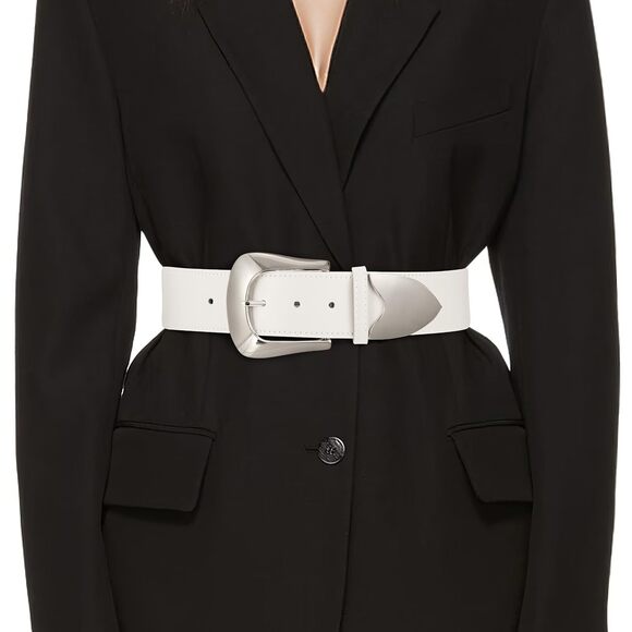 Τrіwоrks Accessories - Women Wide Elastic Waist Belt For Dresses Fashion Silver Buckle Wide 2612